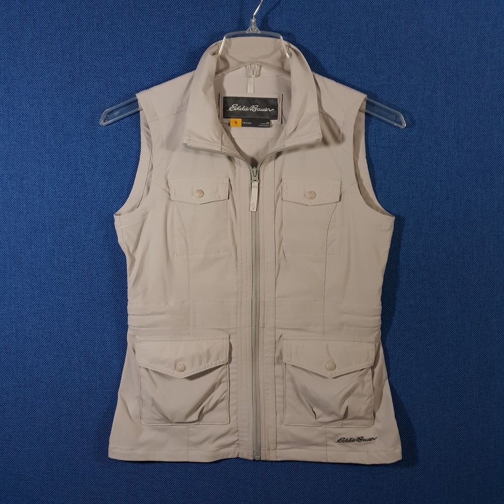 Eddie Bauer Travex Vest Womens XS Beige Outdoor Travel Hiking Pockets